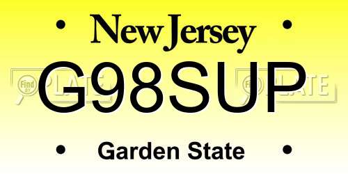 G98SUP New Jersey License Plate