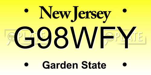 G98WFY New Jersey License Plate