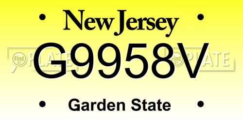 G9958V New Jersey License Plate