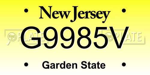 G9985V New Jersey License Plate