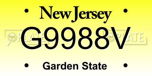 G9988V New Jersey License Plate