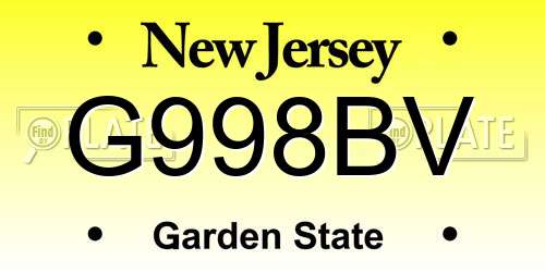 G998BV New Jersey License Plate
