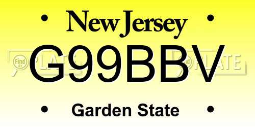 G99BBV New Jersey License Plate