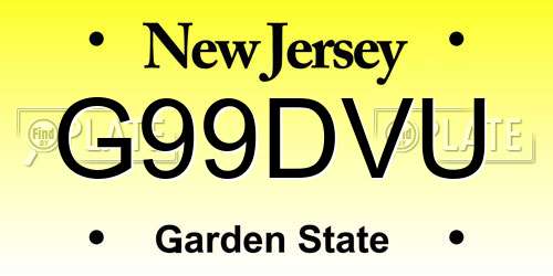 G99DVU New Jersey License Plate