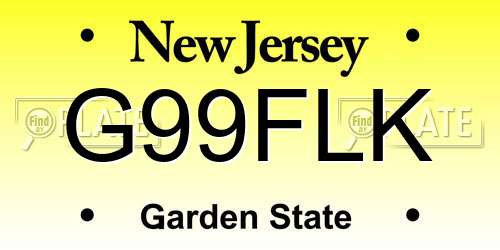 G99FLK New Jersey License Plate