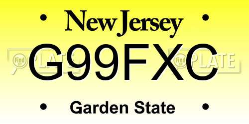 G99FXC New Jersey License Plate