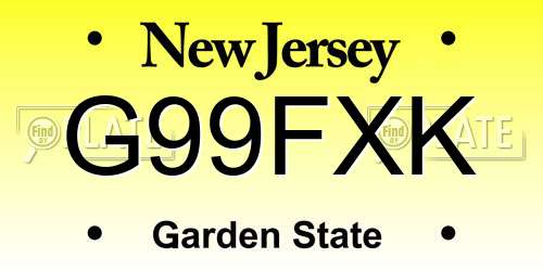 G99FXK New Jersey License Plate