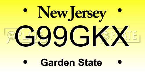 G99GKX New Jersey License Plate