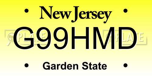 G99HMD New Jersey License Plate