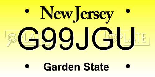 G99JGU New Jersey License Plate