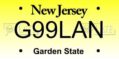 G99LAN New Jersey License Plate