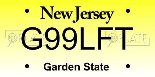G99LFT New Jersey License Plate