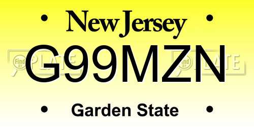 G99MZN New Jersey License Plate