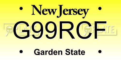 G99RCF New Jersey License Plate