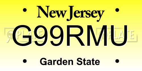 G99RMU New Jersey License Plate