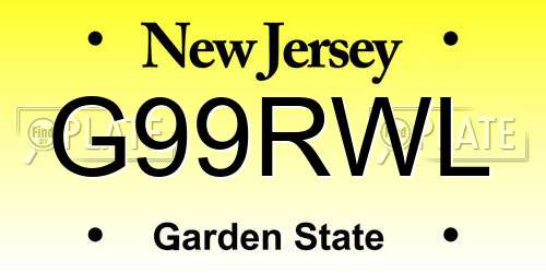 G99RWL New Jersey License Plate