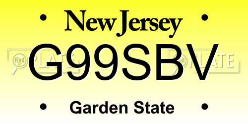 G99SBV New Jersey License Plate