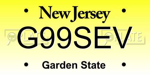 G99SEV New Jersey License Plate