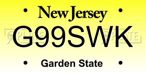 G99SWK New Jersey License Plate