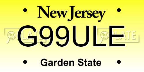 G99ULE New Jersey License Plate