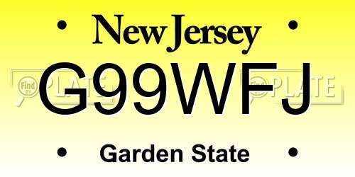 G99WFJ New Jersey License Plate