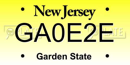GA0E2E New Jersey License Plate