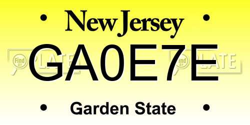 GA0E7E New Jersey License Plate