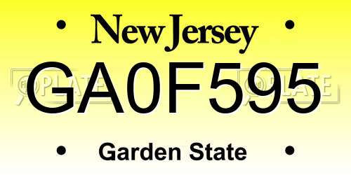 GA0F595 New Jersey License Plate