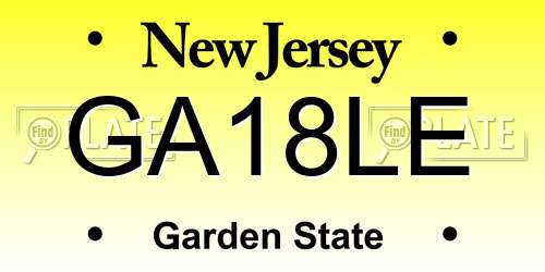 GA18LE New Jersey License Plate