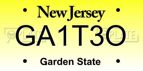 GA1T3O New Jersey License Plate