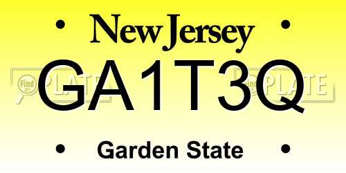 GA1T3Q New Jersey License Plate