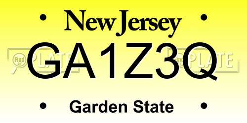 GA1Z3Q New Jersey License Plate