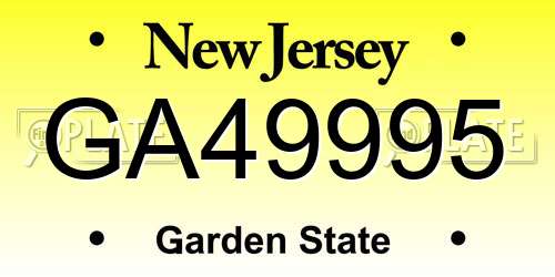GA49995 New Jersey License Plate