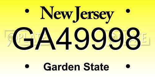 GA49998 New Jersey License Plate