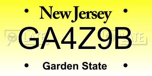 GA4Z9B New Jersey License Plate