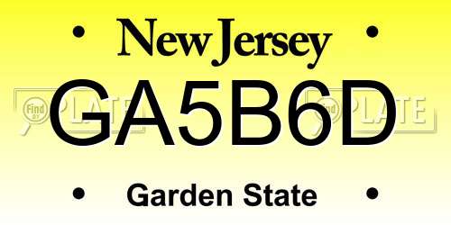 GA5B6D New Jersey License Plate