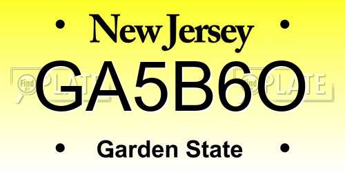 GA5B6O New Jersey License Plate