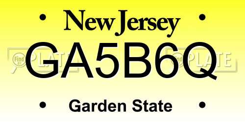 GA5B6Q New Jersey License Plate