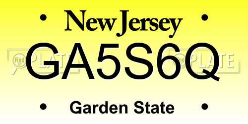 GA5S6Q New Jersey License Plate