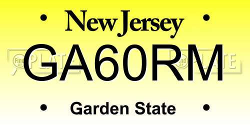 GA60RM New Jersey License Plate
