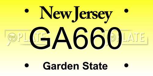 GA660 New Jersey License Plate
