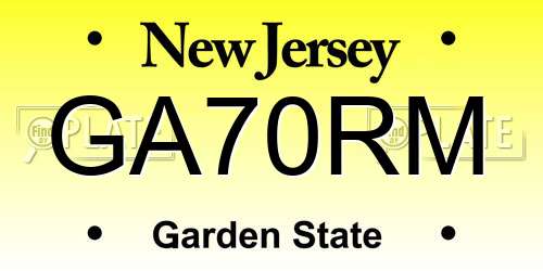 GA70RM New Jersey License Plate