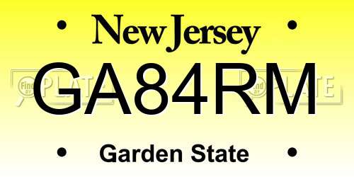 GA84RM New Jersey License Plate