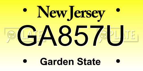 GA857U New Jersey License Plate