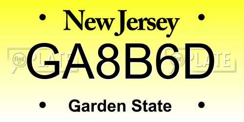 GA8B6D New Jersey License Plate