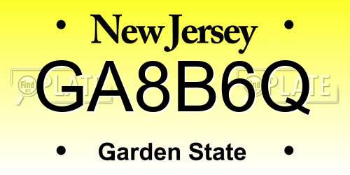 GA8B6Q New Jersey License Plate