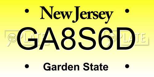 GA8S6D New Jersey License Plate