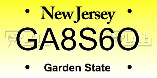 GA8S6O New Jersey License Plate