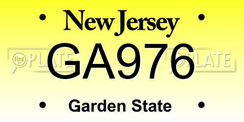 GA976 New Jersey License Plate