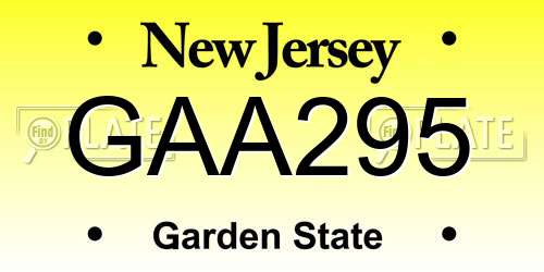 GAA295 New Jersey License Plate